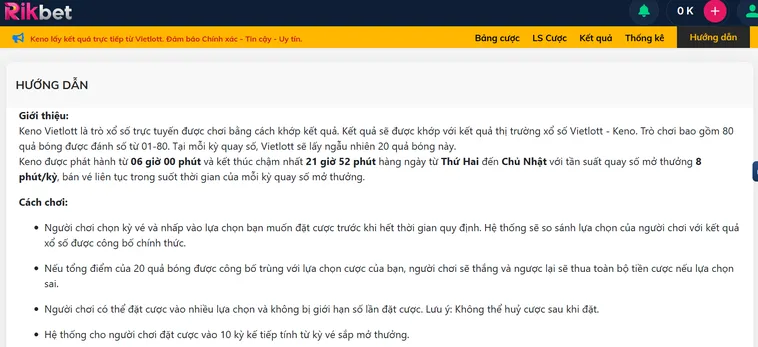 Keno Vietlottt Tại RikBet Hướng Dẫn Cách Chơi Và Bí Quyết Đặt Cược Thắng Lớn Mỗi Ngày
