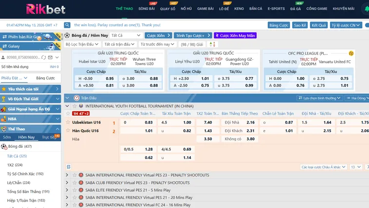 Đa Dạng Kèo Cá Cược Thể Thao SABA Sports RikBet Cho Người Chơi Mới Bắt Đầu
