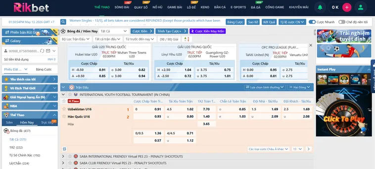 Hướng Dẫn Cá Cược Thể Thao SABA Sports RikBet Cho Người Chơi Mới Bắt Đầu